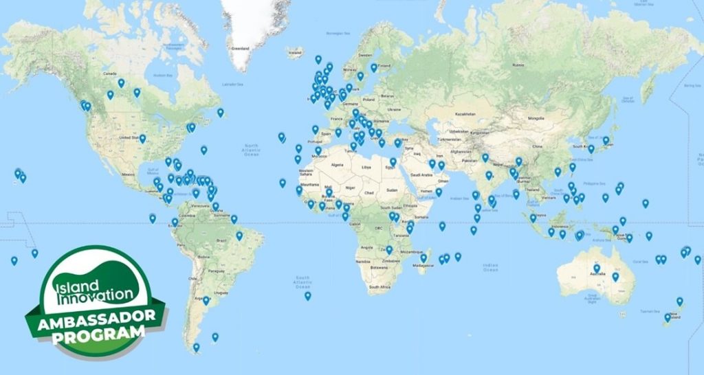 world map showing the location of the Island Ambassadors in 2021